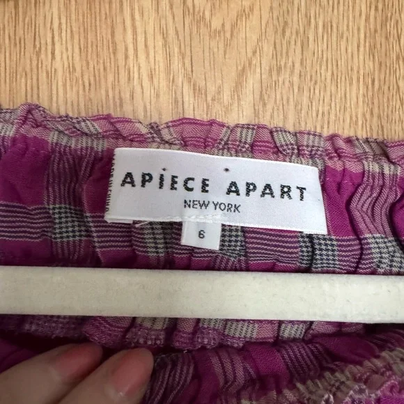 Apiece Apart Oeste Off Shoulder Crop Top pink plaid size 6 - Picture 4 of 10